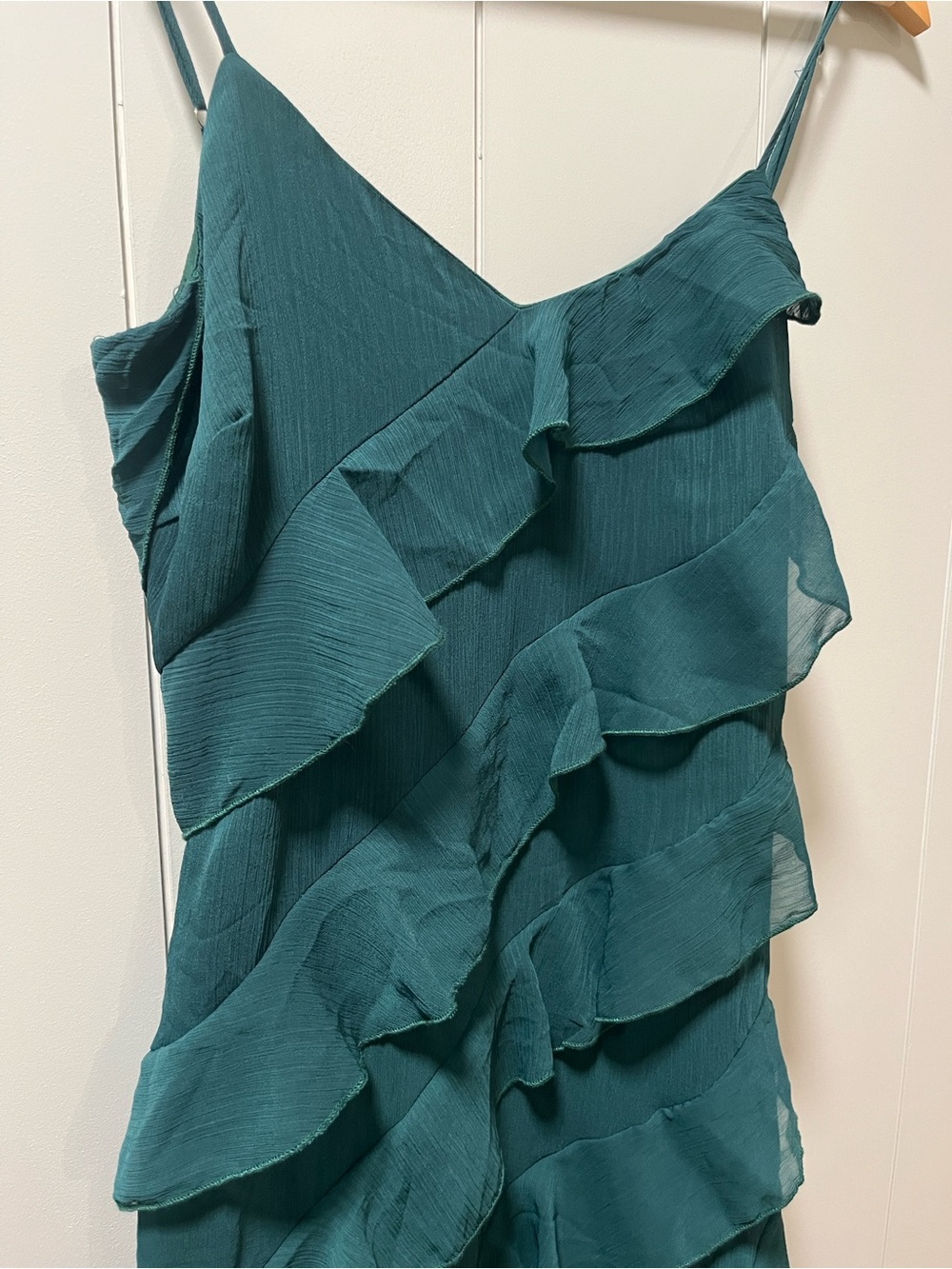 Lulu's Teal Ruffled Maxi Slip Dress - Picture 3 of 6
